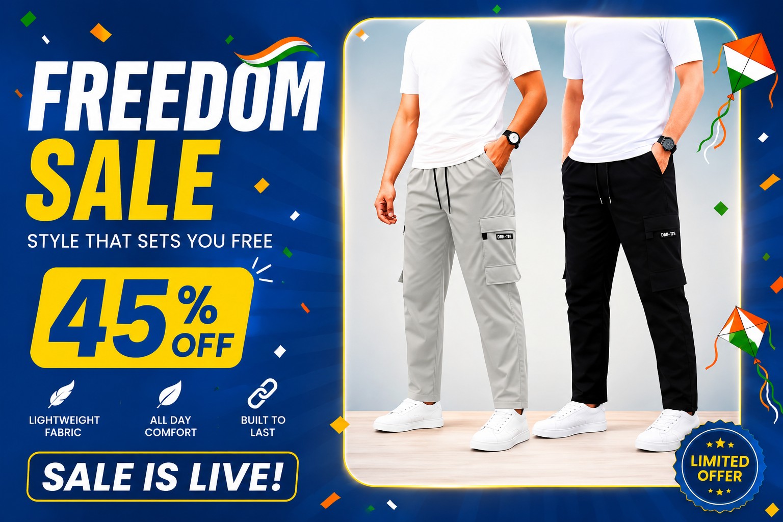 Menβs Track Pants / Joggers, Lycra Blend, Pack of 2