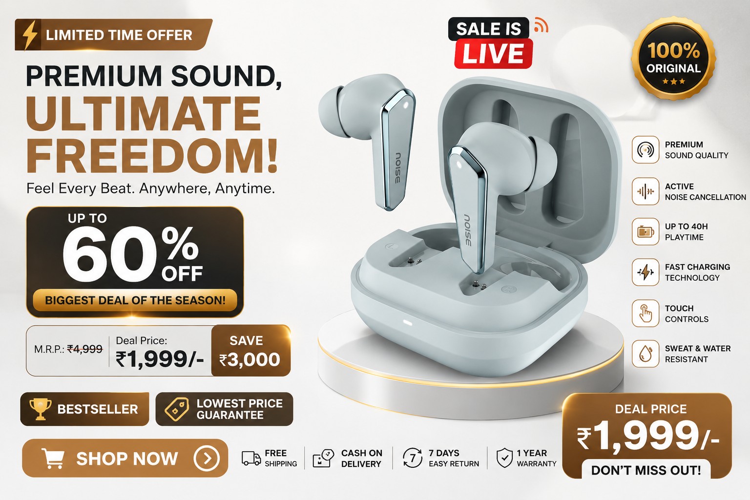 pTron Bassbuds Surge TWS Gaming Earbuds