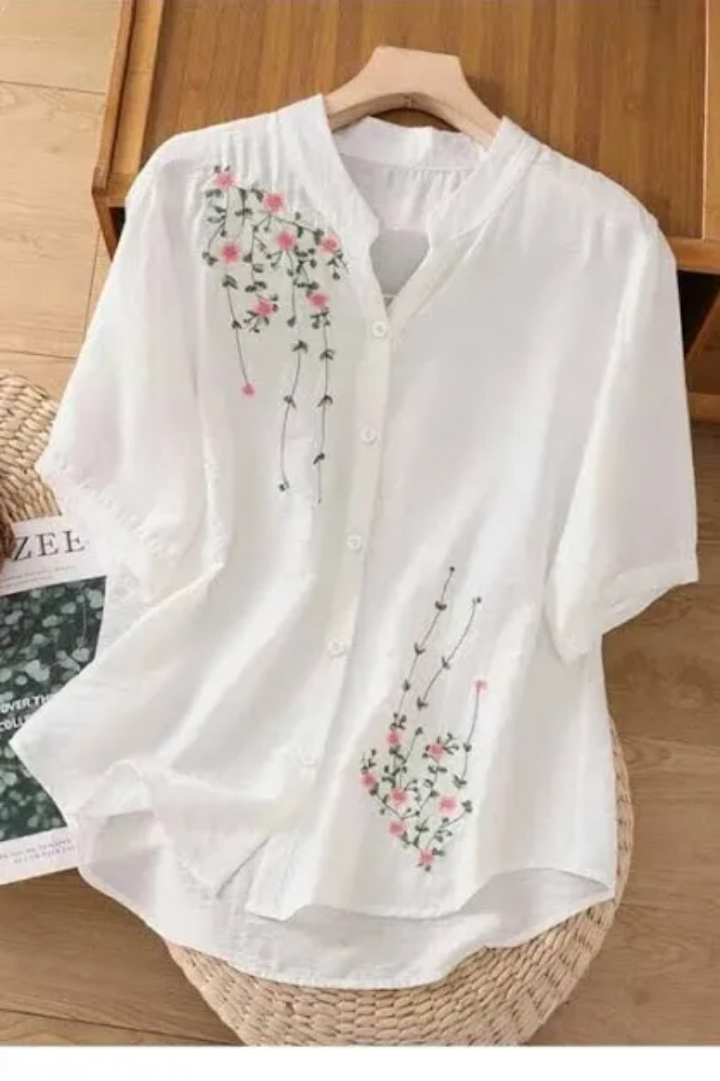 Embroidered White Girls Shirt