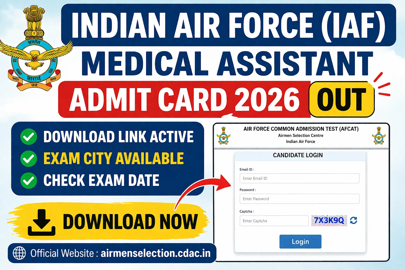 Air Force Medical Assistant Admit Card 2026 Download Link