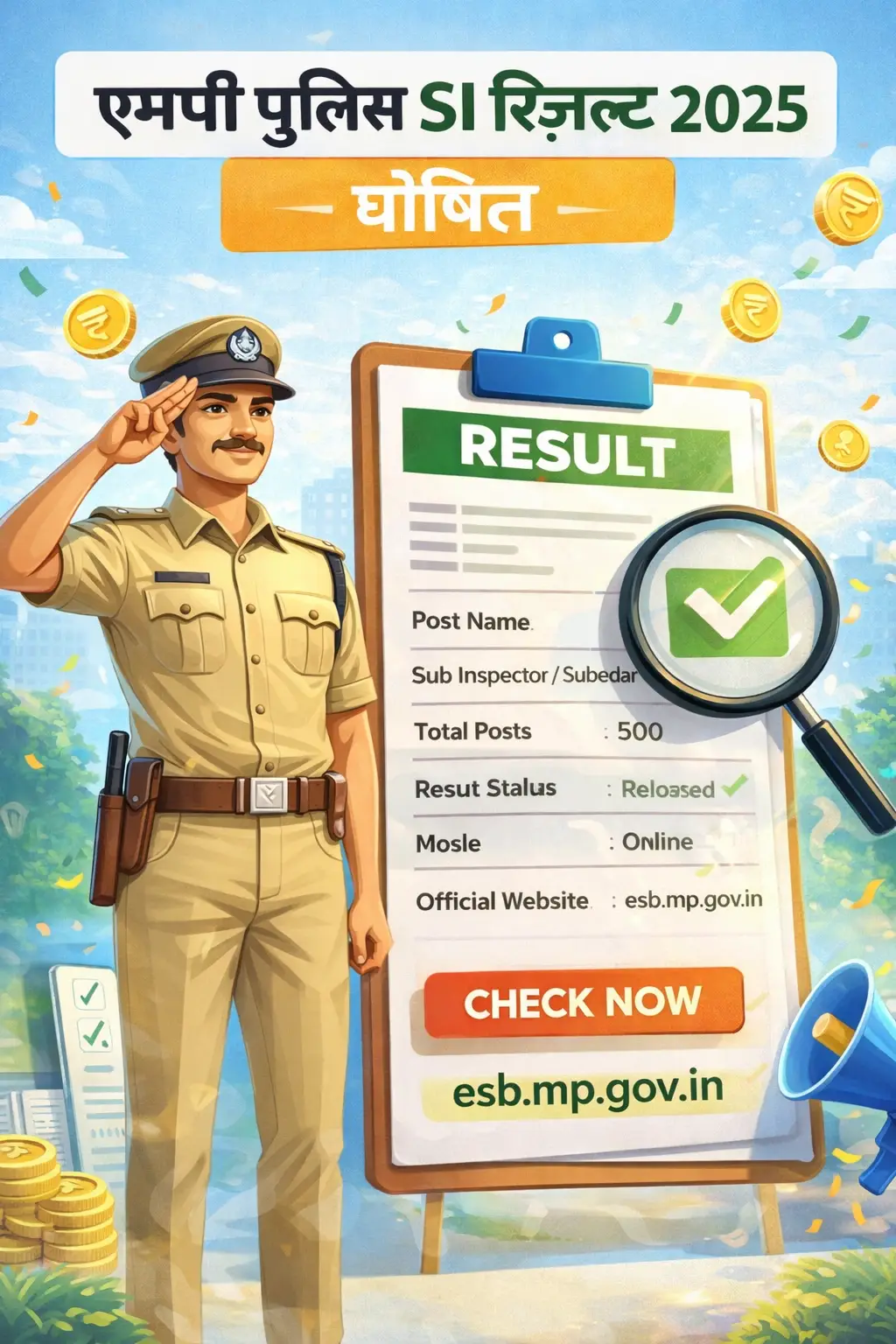 MP Police SI Result 2025