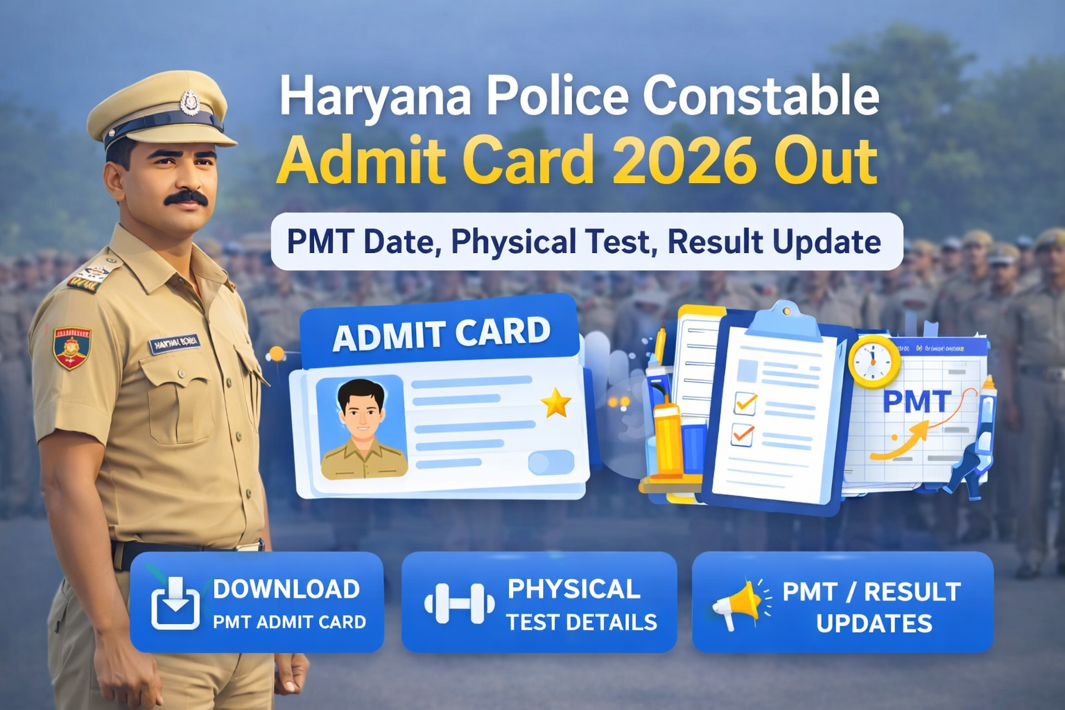 Haryana Police Constable Admit Card 2026 PMT Date Physical Test Result Update