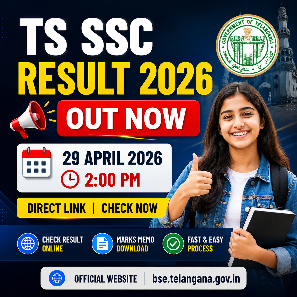 TS SSC Result 2026 Date Time Telangana 10th Result Check Online
